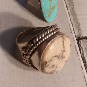 BEST creamy gemmy STONE rustic ring size 10!